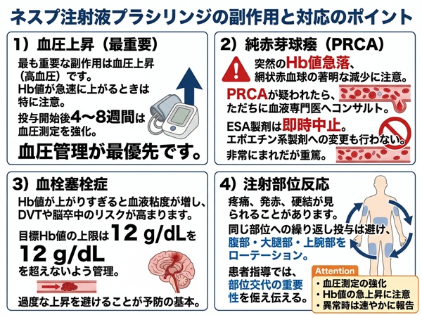 ネスプ注射液プラシリンジの副作用と対応