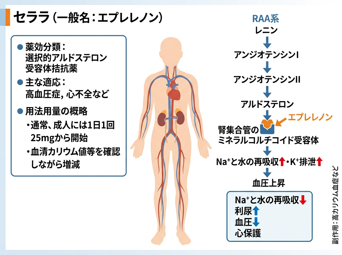 エプレレノン先発品セララの基本情報と作用機序