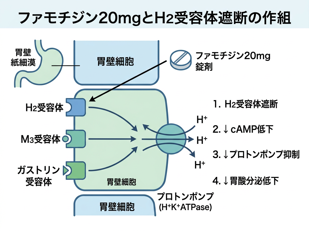 ファモチジン20mgの作用機序とH2受容体遮断の仕組み
