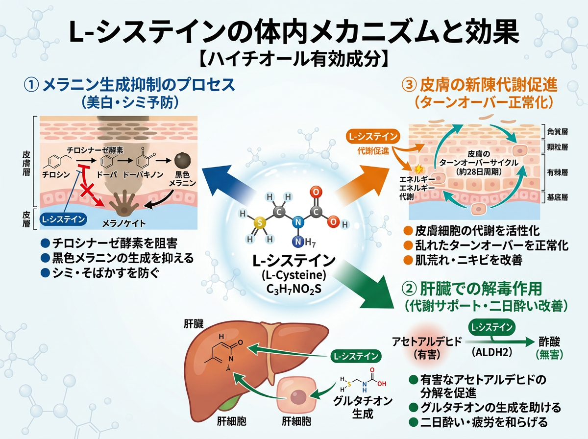 ハイチオールの有効成分L-システインが効果を発揮する仕組み
