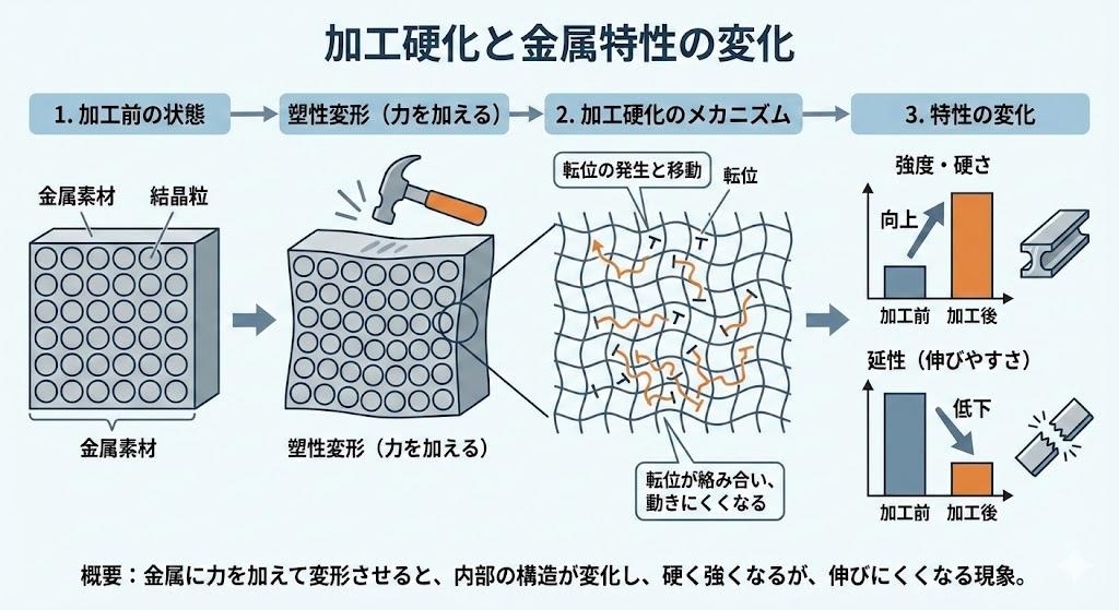 加工硬化と金属の特性変化