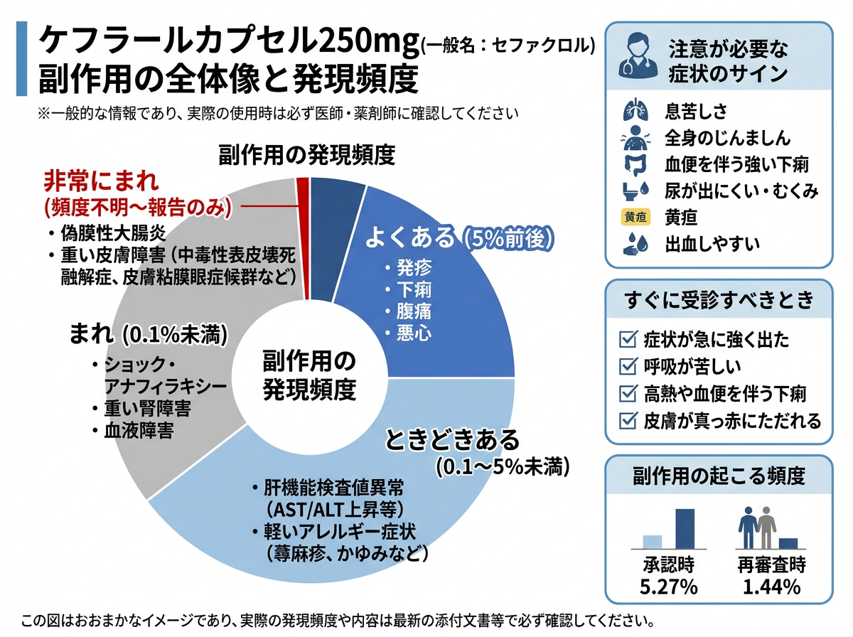 ケフラールカプセル250mgの副作用全体像と発現頻度データ
