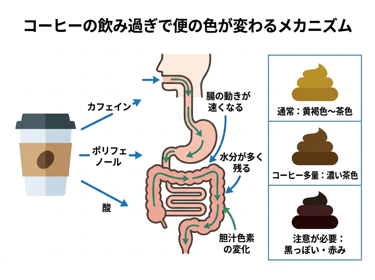 コーヒーの飲み過ぎで便の色が変わるメカニズム