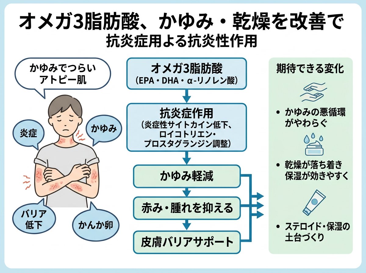 オメガ3脂肪酸の抗炎症作用でアトピーと乾燥を改善