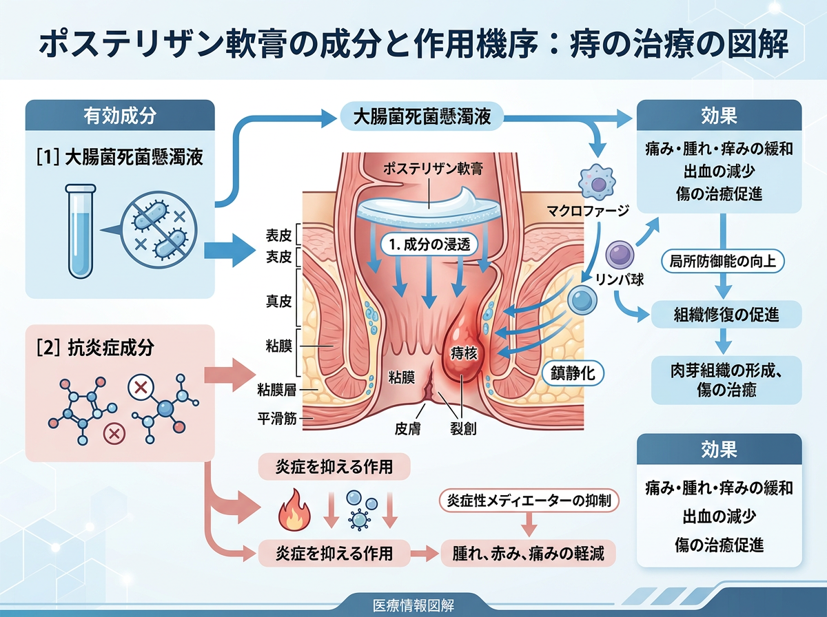 ポステリザン軟膏の成分と作用機序を正確に把握する