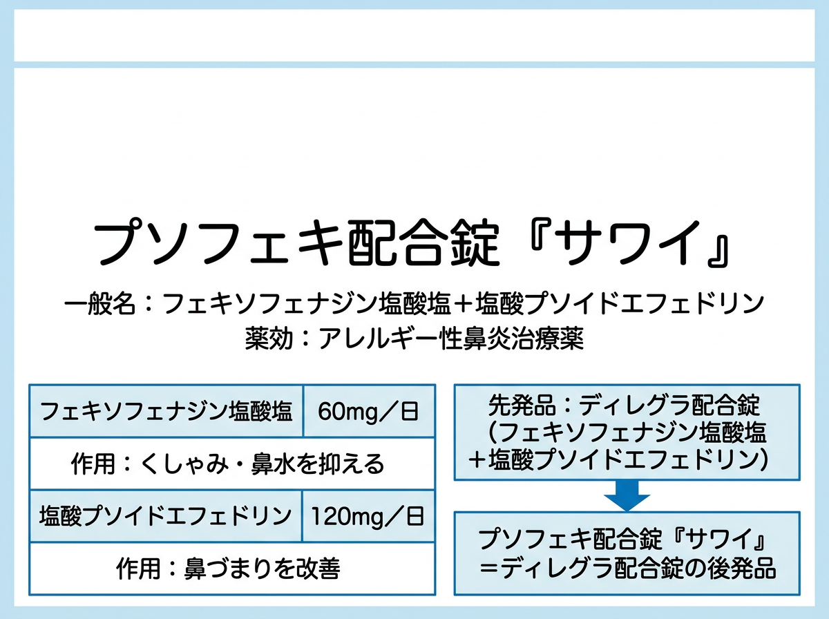 プソフェキ配合錠サワイの基本情報と先発品との関係