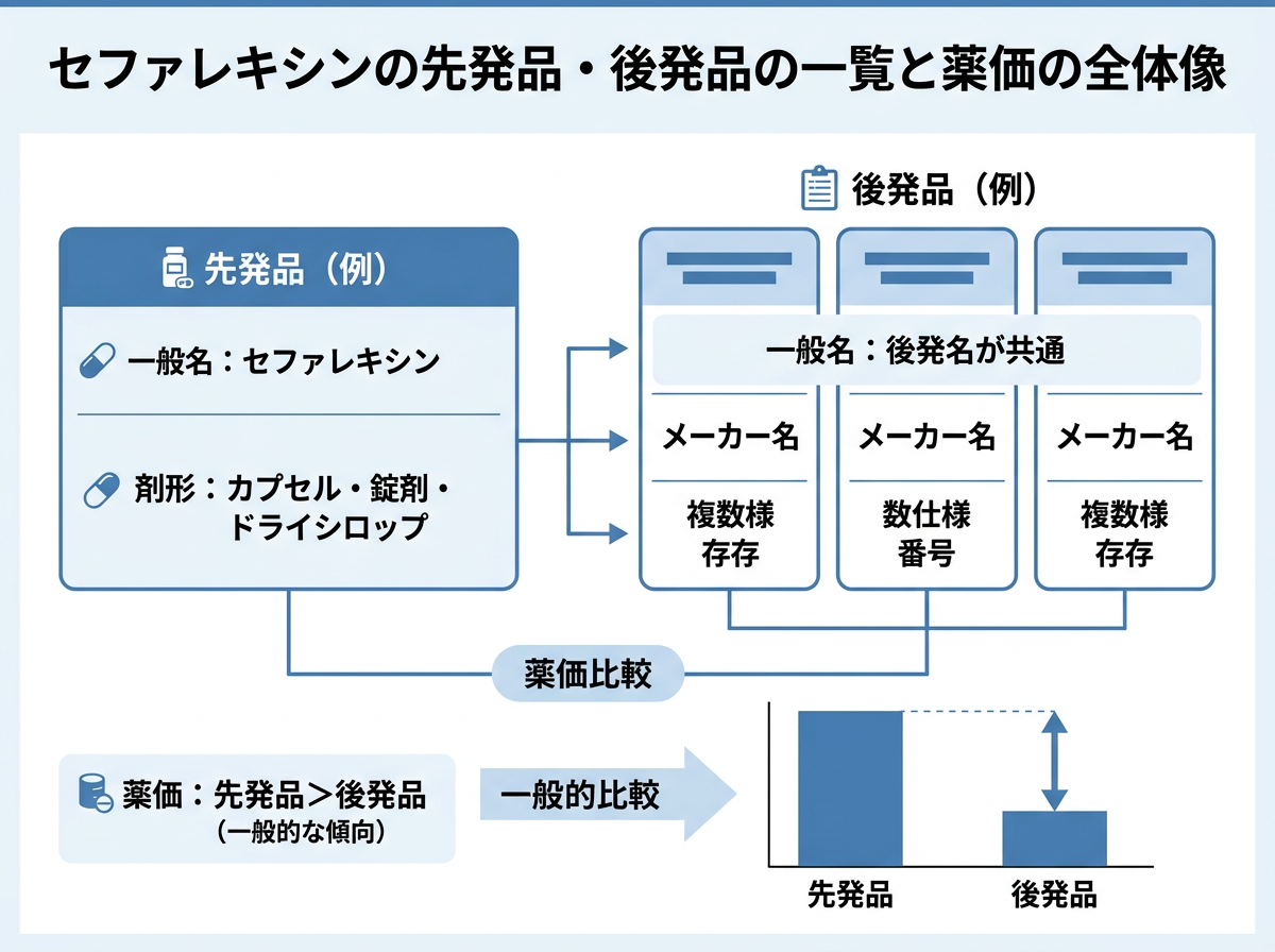 セファレキシンの先発品・後発品の一覧と薬価の全体像