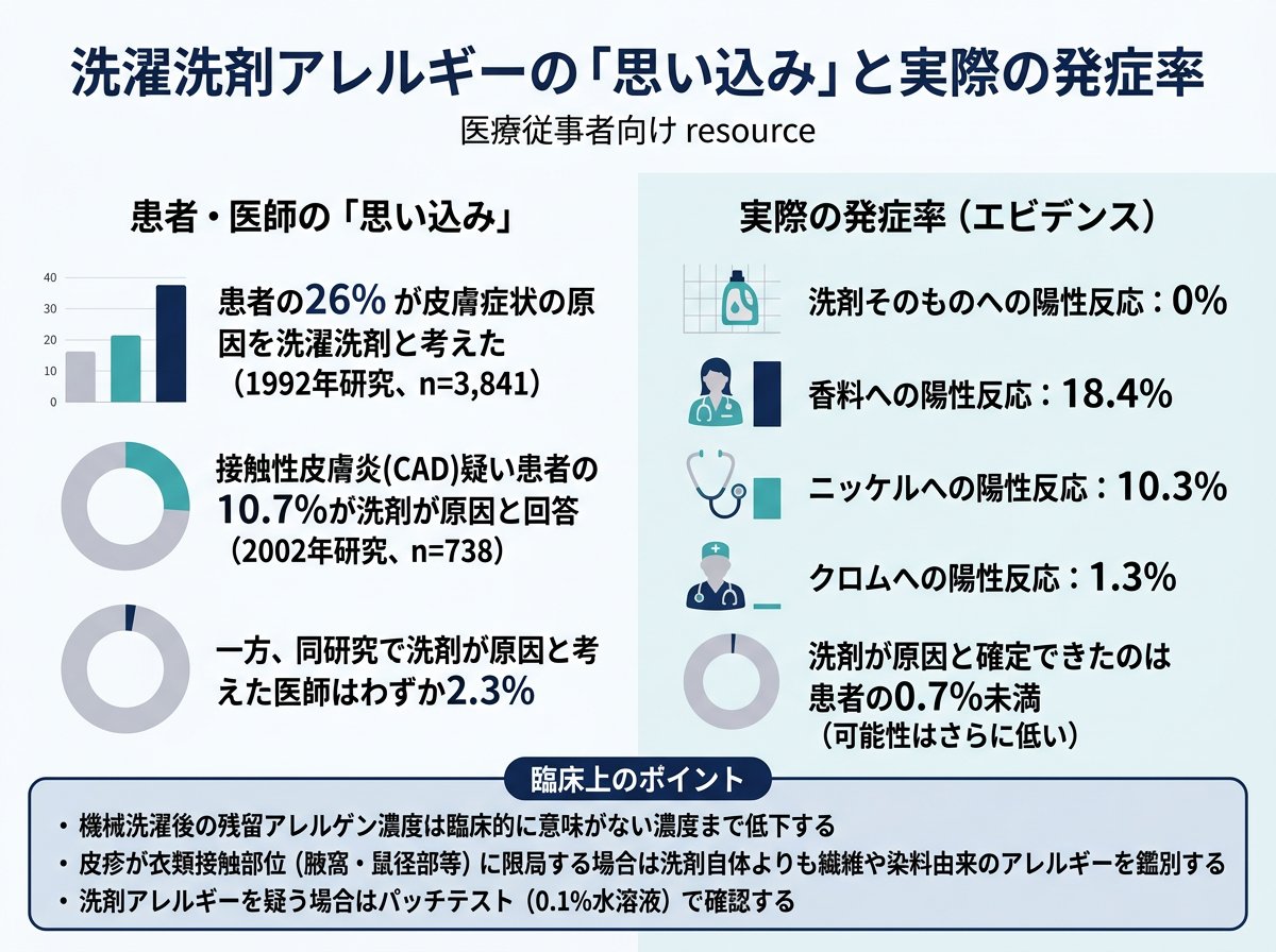 洗濯洗剤アレルギーの「思い込み」と実際の発症率