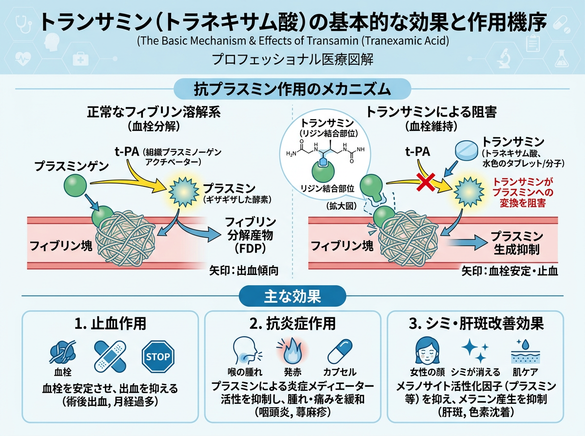 トランサミン（トラネキサム酸）の基本的な効果と作用機序