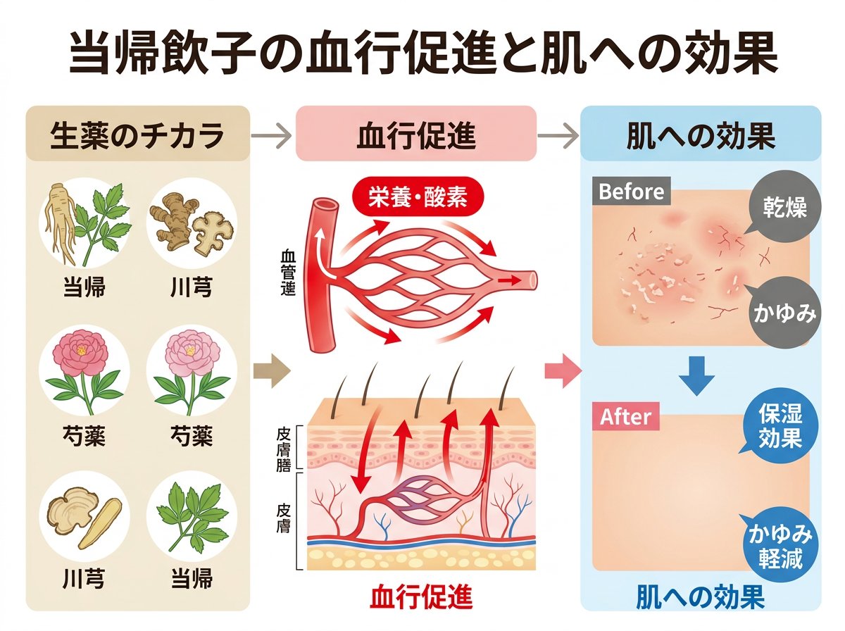 当帰飲子の血行促進と肌への効果
