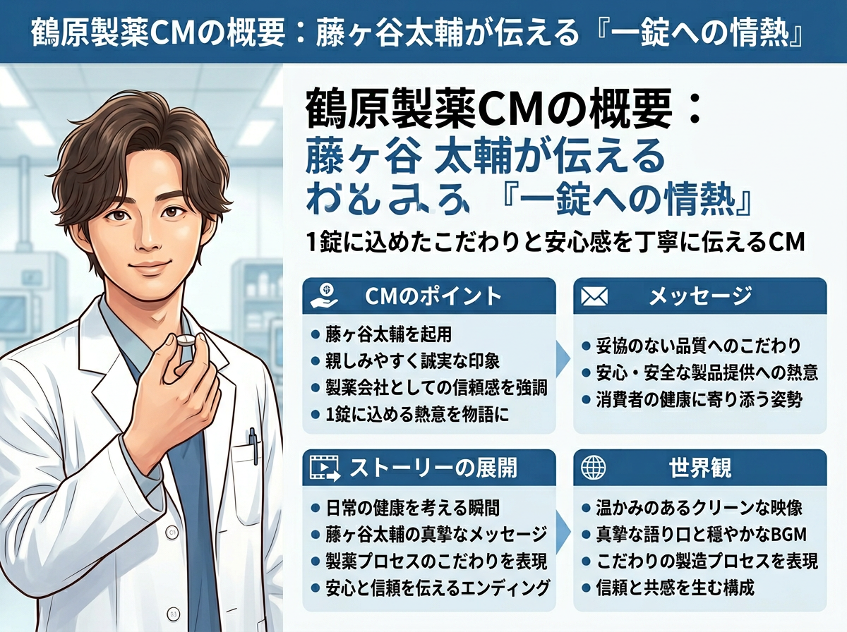 鶴原製薬CMの概要:藤ヶ谷太輔が伝える「一錠への情熱」